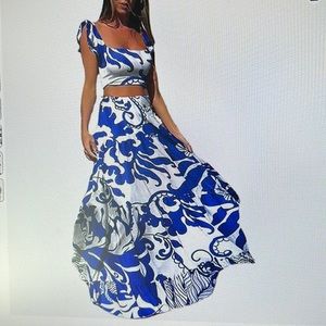 Tropical long skirt set